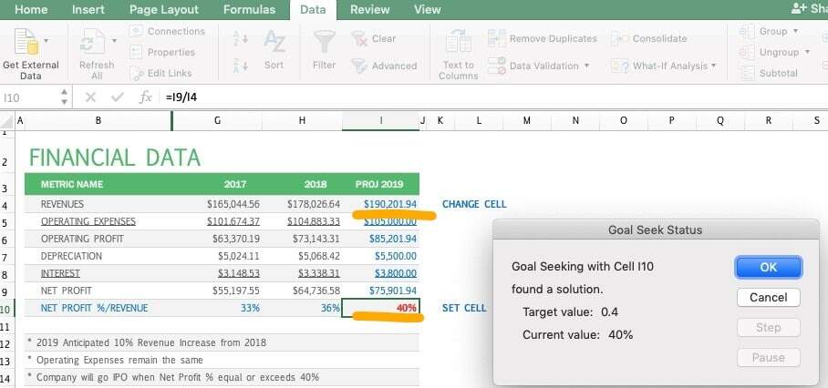 goal seek example 4