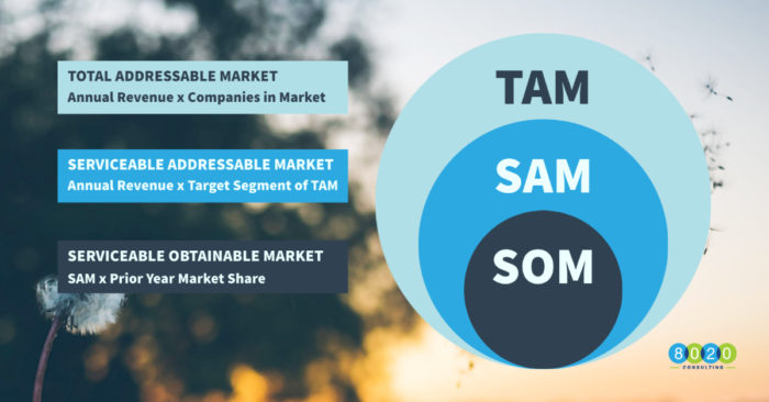 total addressable market, serviceable addressable market, serviceable obtainable market diagram