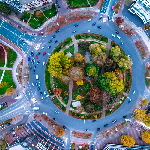 our clients come back circle roundabout drone image corporate finance consulting